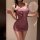 Seductive chinese style purple lace cheongsam lingerie - sleek sheer floral disc design bodycon slip dress