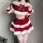 Christmas-themed sexy lingerie set featuring a festive red and white design, perfect for holiday sleepwear.