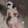 Woman in a cute bow backless maid apron set, featuring a sexy and playful lingerie costume with a cheeky butt cutout.