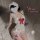 Cute butterfly backless maid costume - white lace apron with red bow, tied waist, and cheeky cut-outs for a playful look.