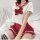 New cute jk uniform skirt - sexy sailor style school outfit for students & nightclub wear, featuring a white top with red acc...
