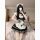 Cute maid costume dress with cat ears - plus size lolita cosplay outfit for women, featuring a charming black and white desig...