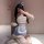 Cute maid costume for women featuring a flirty lolita dress with sheer chiffon and ruffled sleeves, perfect for cosplay.