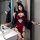 Demon hollow-out fringe sexy bubble sleeve cheongsam party queen lingerie set featuring a striking red design with black acce...