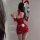 Sexy red sequined bunny costume with fluffy ears and tail, perfect for christmas and new years eve parties.