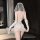 Dreamy bridal lingerie set featuring sensual lace sheer mesh chemise with delicate veil and gloves, perfect for romantic nigh...