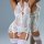 White european-style lace bodysuit for women – sheer, sensual lingerie with garter straps and intricate floral detailing.