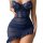European-style lace lingerie set featuring sheer mesh fabric, underwire push-up bra, adjustable straps, and ruffled skirt des...