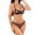 Sexy european-style leopard print lingerie set featuring a sheer bodysuit and strapless bra with black trim.