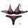Black and red sheer lace bra set with push-up support, featuring intricate floral embroidery and matching thong for a temptin...
