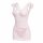 Sheer pink bodycon dress with bow print, ruffled straps, and v-neck. fei niao kui yue pure temptation lingerie set.