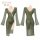 Feimu miji chinese zen deep v-neck cheongsam dress - sensual no-remove sleepwear with slit & mandarin collar, elegant green d...