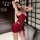 Feimu x miji new year lingerie set - seductive underwire bodysuit with open-crotch sleepwear, elegant red design, perfect for...