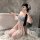 Feiniao moon gazing lingerie - vintage chinese silk mesh dress with imperial doudou, sensual hanfu cosplay outfit featuring f...