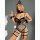 Sexy low-back leopard bodysuit with cat ears and garter straps, perfect for cosplay or fancy occasions.