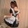 Golden night anime maid dress featuring a cute japanese lolita style with a short skirt, perfect for cosplay and adding a kaw...