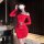 Elegant red off-shoulder bodycon dress with side waist drawstring, perfect for party wear. vibrant design highlights lady sty...