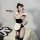 A stylish anime maid costume featuring a black pvc bodysuit with white accents, perfect for roleplay outfits. includes a chic...