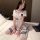 A petite woman wears a cute and alluring hannuoqu sexy jk uniform set, featuring a no-remove sailor outfit with striped knee-...