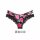 Black lace-trimmed floral design triangle panties featuring seamless construction and v-cut hip lift for enhanced comfort and...