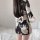 Sexy playful fox-themed costume with floral print, japanese kimono lingerie set for women, elegant design, perfect for nightt...