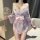 Japanese kimono sleepwear set featuring lace detailing and a bow design, perfect for adult loungewear with elegant floral pat...