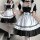 Japanese maid costume dress featuring black and white colors with ruffles, perfect for anime cosplay or lolita fashion. plus ...