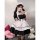 Japanese maid costume for women featuring a cute anime schoolgirl dress with an apron and headband, perfect for cosplay event...