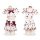 Japanese-style strawberry-themed two-piece sleepwear set featuring ruffled tops with bows and tiered skirts, perfect for sedu...