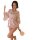 A woman poses wearing a japanese-style sheer lace bathrobe set featuring sweet sakura floral patterns, a prominent pink bow d...