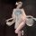 Woman wearing jinxiao lingerie set — elegant chinese-inspired silk babydoll & robe with sheer sleeves, blue sash, and floral ...