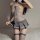 Jk uniform lingerie set - cute college girl gray stockings sleepwear, pure & tempting cosplay outfit featuring sheer bodice, ...