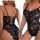 Luxury lace bodysuit featuring sheer fabric with floral patterns, open back design, and delicate lace detailing for womens sl...