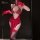 Sexy red lace cut-out cheongsam sleepwear set with sheer halter neck design, perfect nightwear for women.