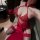 Sexy sheer halter neck lace cut-out cheongsam sleepwear set, elegant design perfect for womens nightwear.