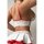Sexy lace maid outfit set featuring red accents, delicate floral patterns, and a flirty mini skirt with matching top design.
