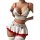 Sexy lace maid costume set featuring a white mini skirt with red accents and matching lace top, perfect for women seeking all...