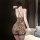Sexy leopard print lace lingerie set for women, featuring a backless design with crisscross straps, perfect for intimate wear...