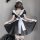 Linglinting sexy lace japanese maid costume featuring a cute apron with adjustable ties and sheer cut-outs, perfect for cospl...