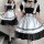 Japanese black and white maid dress with long sleeves, ruffled skirt, and sailor-style collar, perfect for lolita cosplay or ...