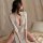 Meiyoujia sexy lace long dress lingerie - provocative side-slit bodycon sleepwear & uniform style nightgown for women, elegan...