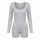 White ribbed long-sleeve bodysuit with front zipper and scoop neck.
