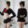 Student uniform lingerie set - sailor collar long sleeve role play costume for photoshoots & nightclub wear, featuring a blac...
