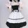 Cute maid cosplay dress featuring black and white colors, ruffled details, and bow accents, perfect for lolita style outfits.