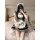 A woman poses in a maid costume cosplay outfit, featuring a cute anime-style dress with cat ears, perfect for lolita fashion....