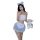 Hot maid costume set - sexy busty backless lingerie outfit for women, featuring a charming blue and white design with lace de...