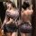 Woman modeling mannyan sexy lingerie set - private secretary costume deep v dress, bodycon cosplay outfit for women in mirror...