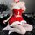 Sexy velvet off-shoulder reindeer costume bodysuit & bra top, festive red design with white fur trim and bow details, perfect...