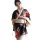 Elegant black floral design with red roses, beige accents, and flowing sleeves perfect for playful role play outfits.