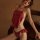 Sexy red lace sheer mesh cami and brief set for women, featuring elegant design and soft fabric.